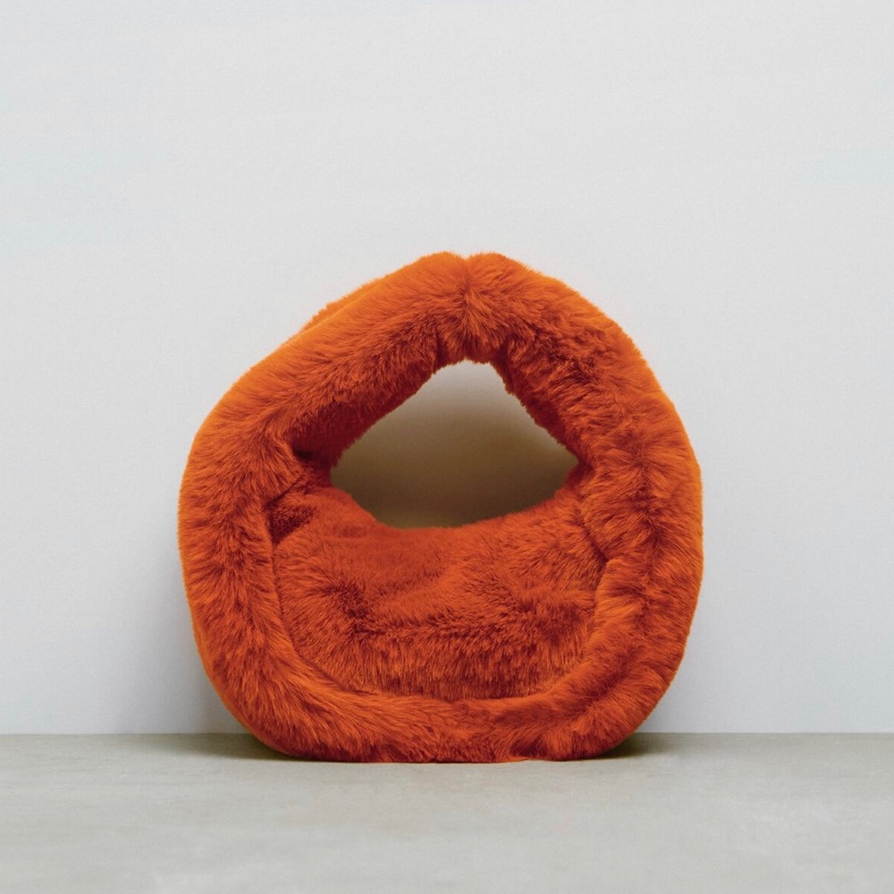 Orange faux fur purse